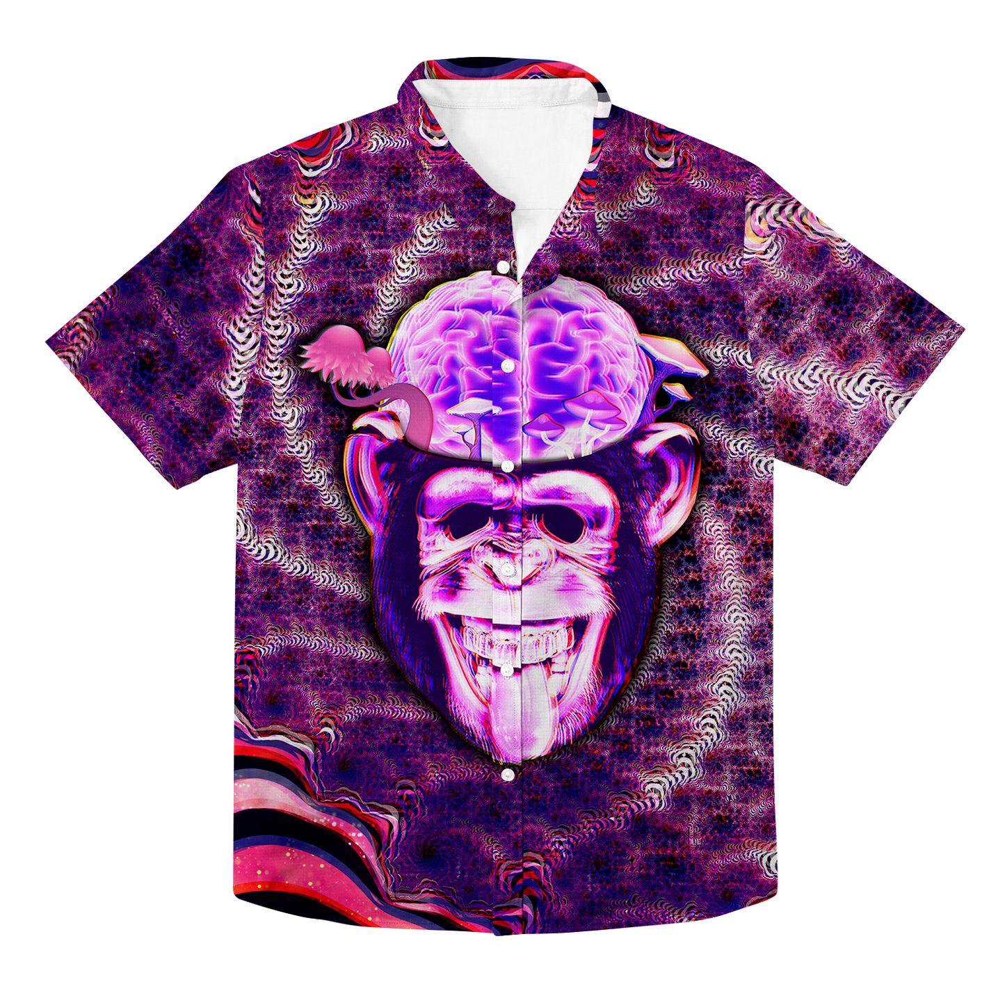 Ston~ Ape Brain All Over Print Hawaiian Button Up