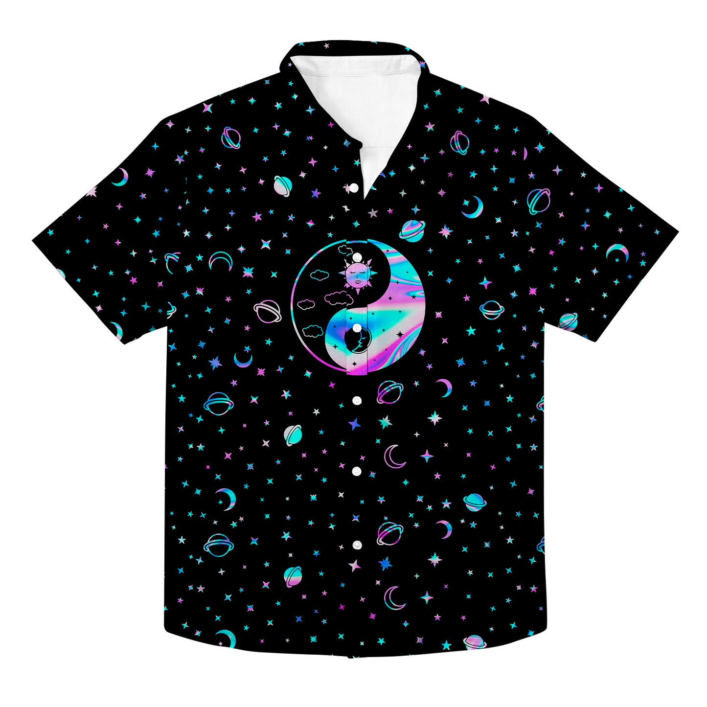 Yinyang Galaxy All Over Print Hawaiian Button Up