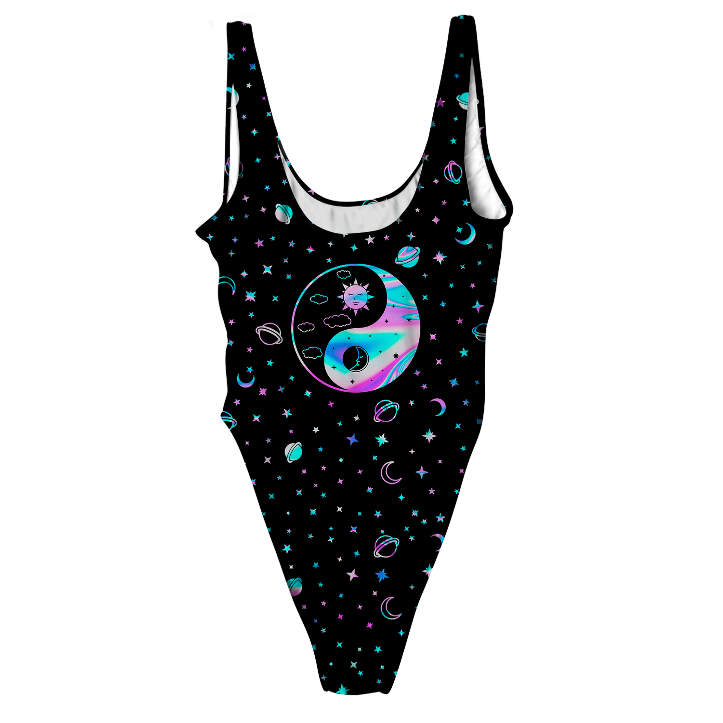 Yinyang Galaxy All Over Print High Waist Swimsuit