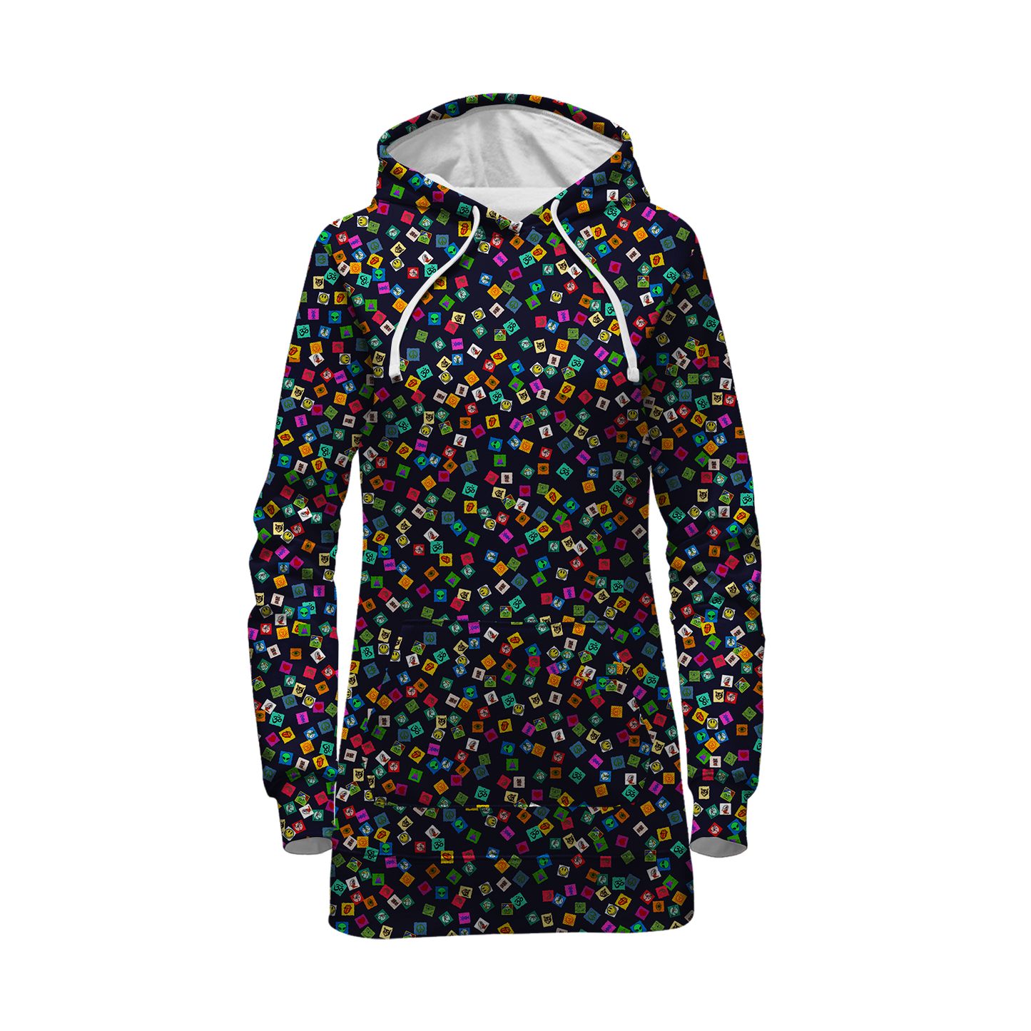 Tabs All Over Print Hoodie Dress