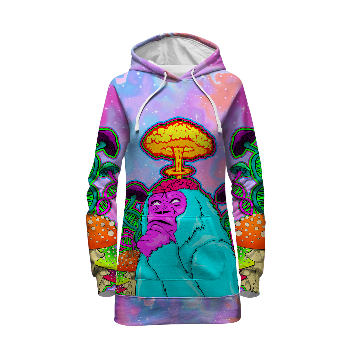 Awakened Ape All Over Print Hoodie Dress