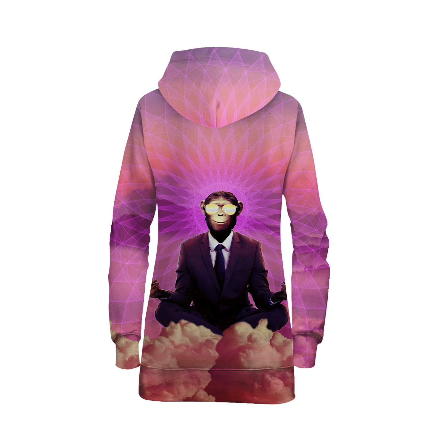 Meditating Ape All Over Print Hoodie Dress