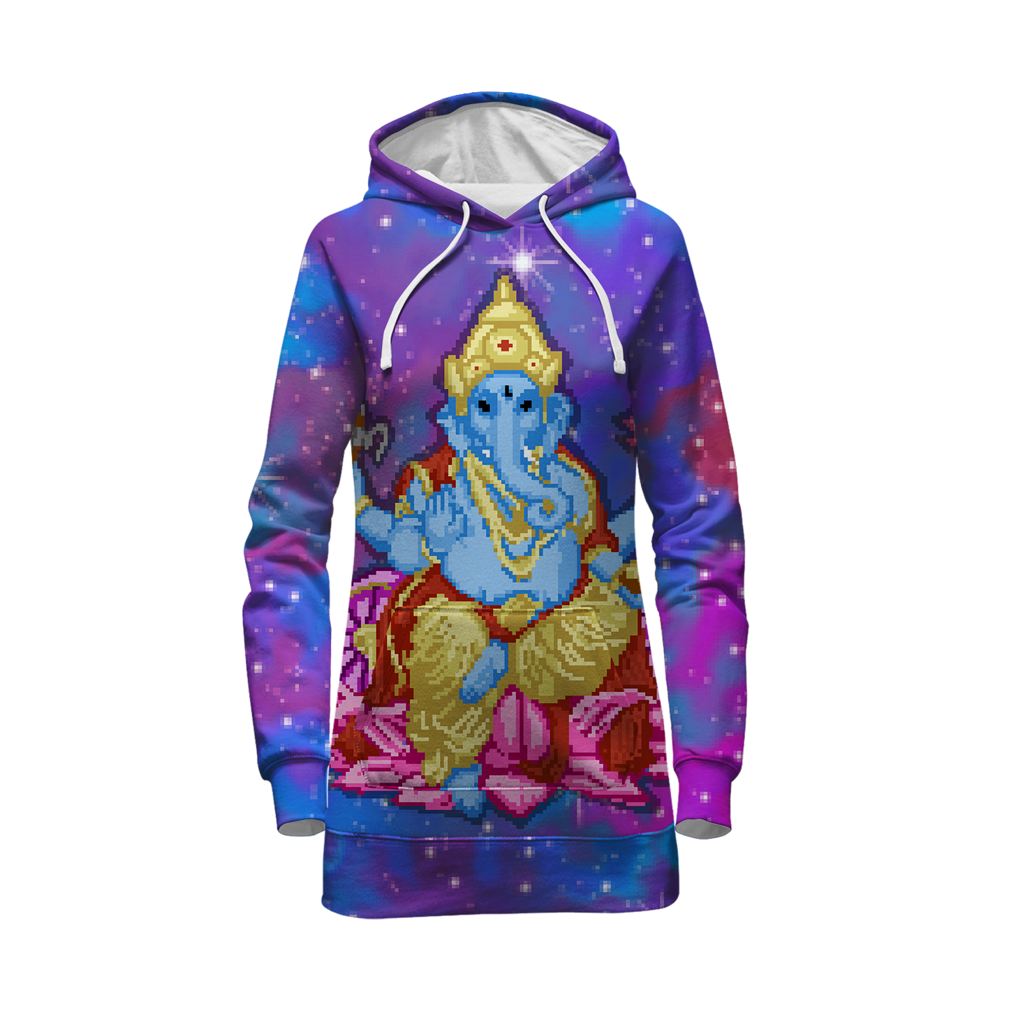 Pixel Ganesha All Over Print Hoodie Dress