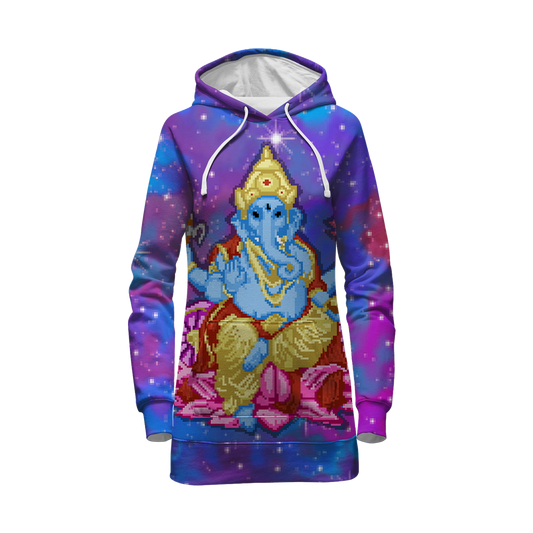 Pixel Ganesha All Over Print Hoodie Dress