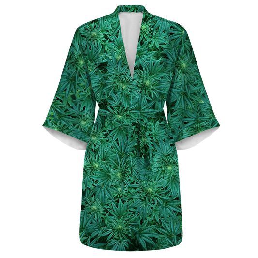 Cann~ All Over Print Women's Satin Kimono Robe