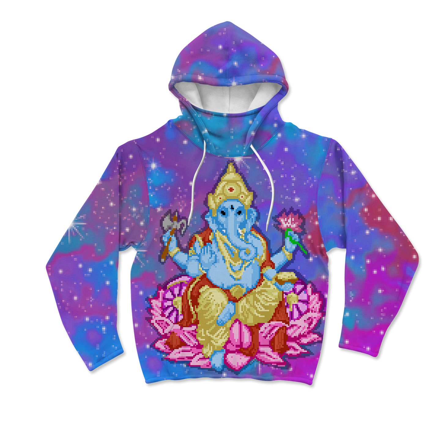 Pixel Ganesha All Over Print Mask Hoodie