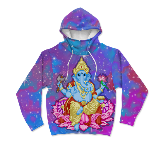 Pixel Ganesha All Over Print Mask Hoodie