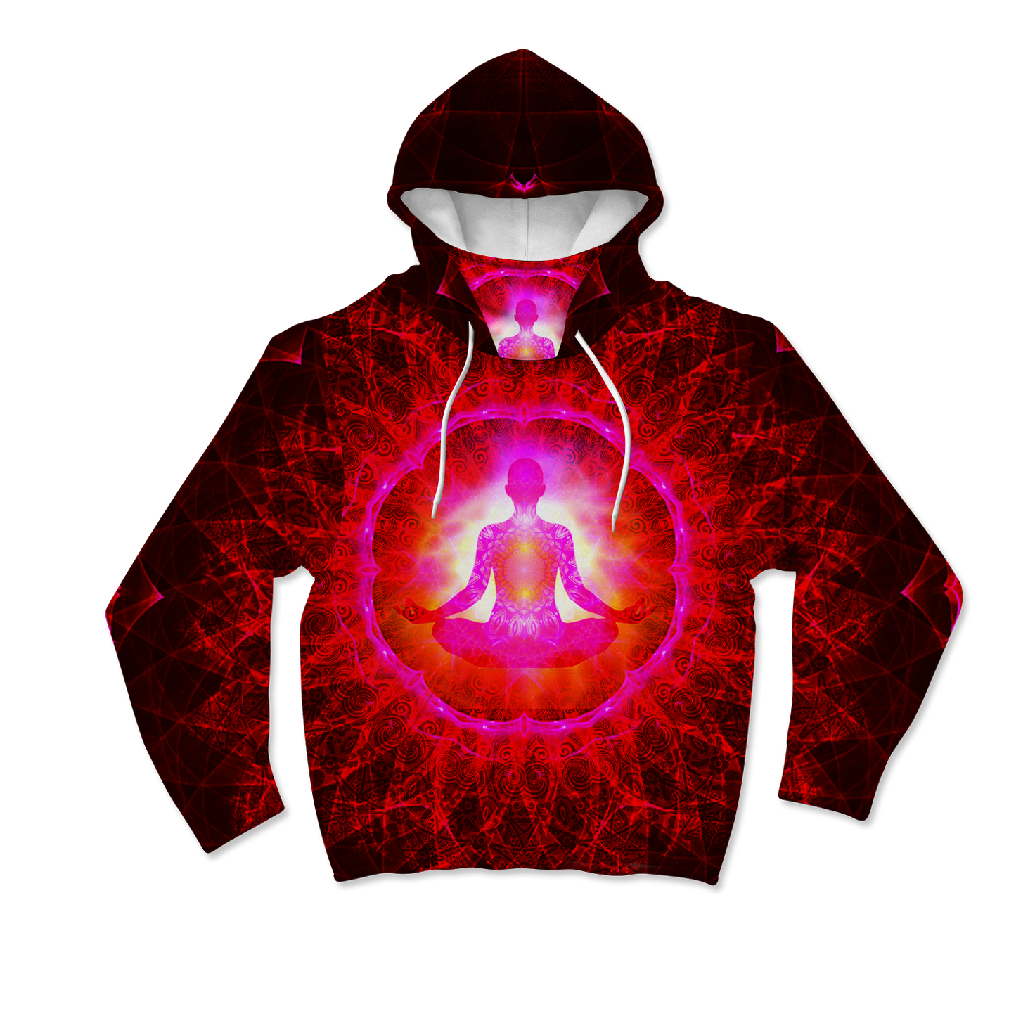 Psi~  Meditating All Over Print Mask Hoodie