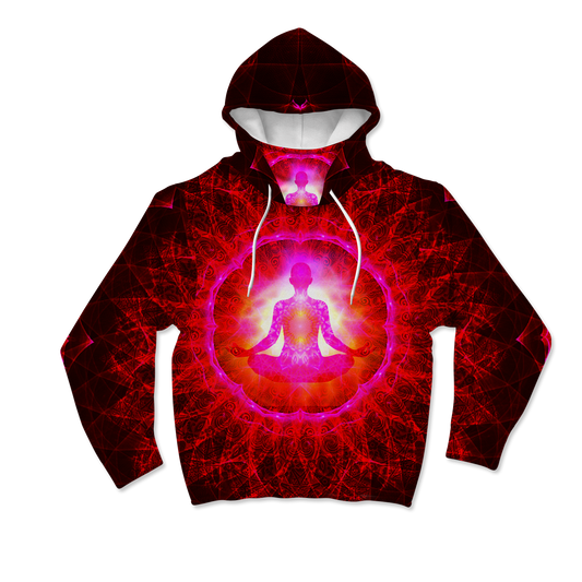 Psi~  Meditating All Over Print Mask Hoodie