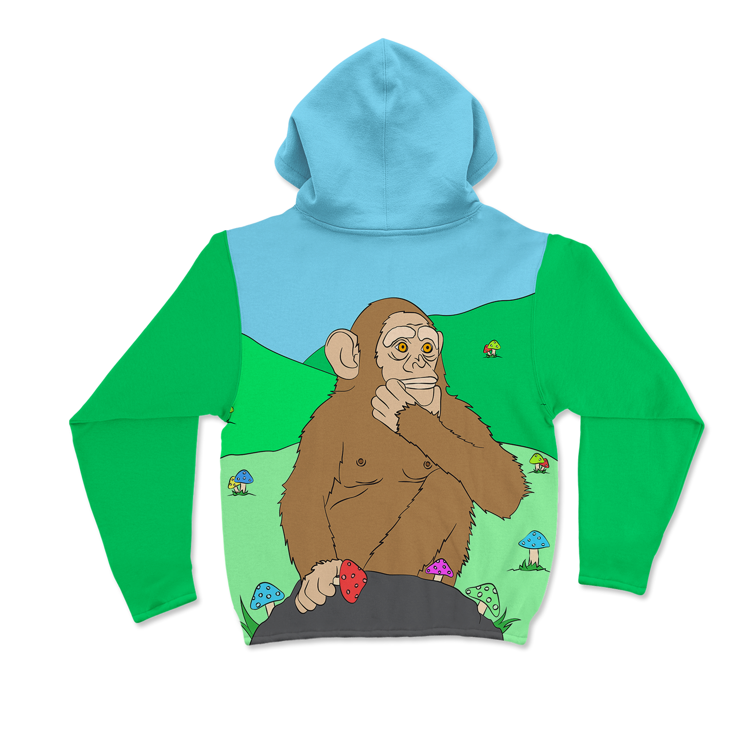 Ston~ Ape Mushroom Field All Over Print Mask Hoodie