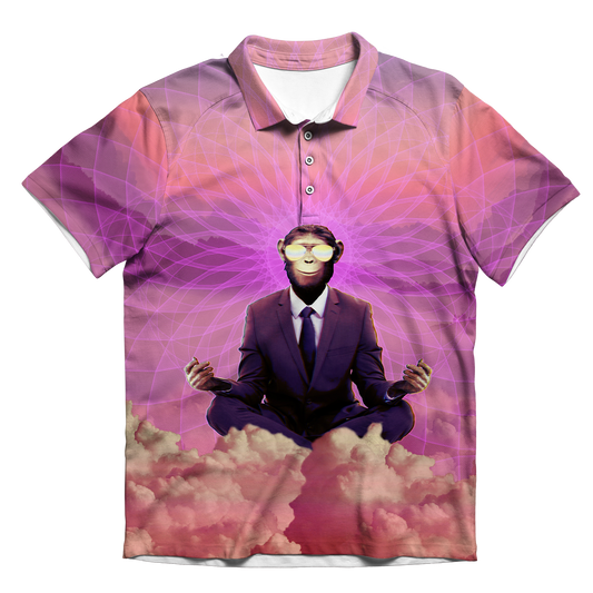 Meditating Ape All Over Print Men's Polo Shirt