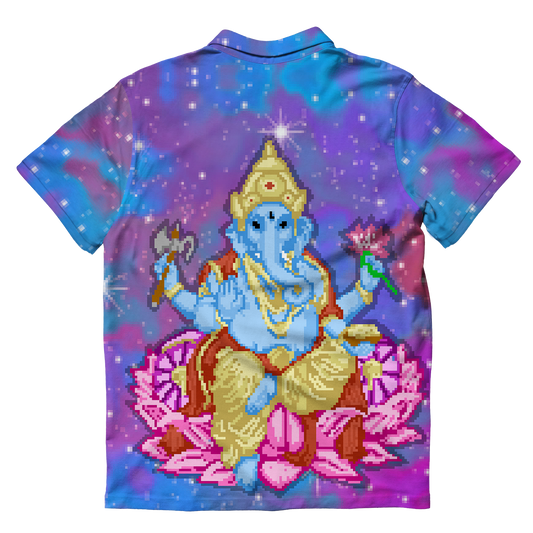 Pixel Ganesha All Over Print Men's Polo Shirt