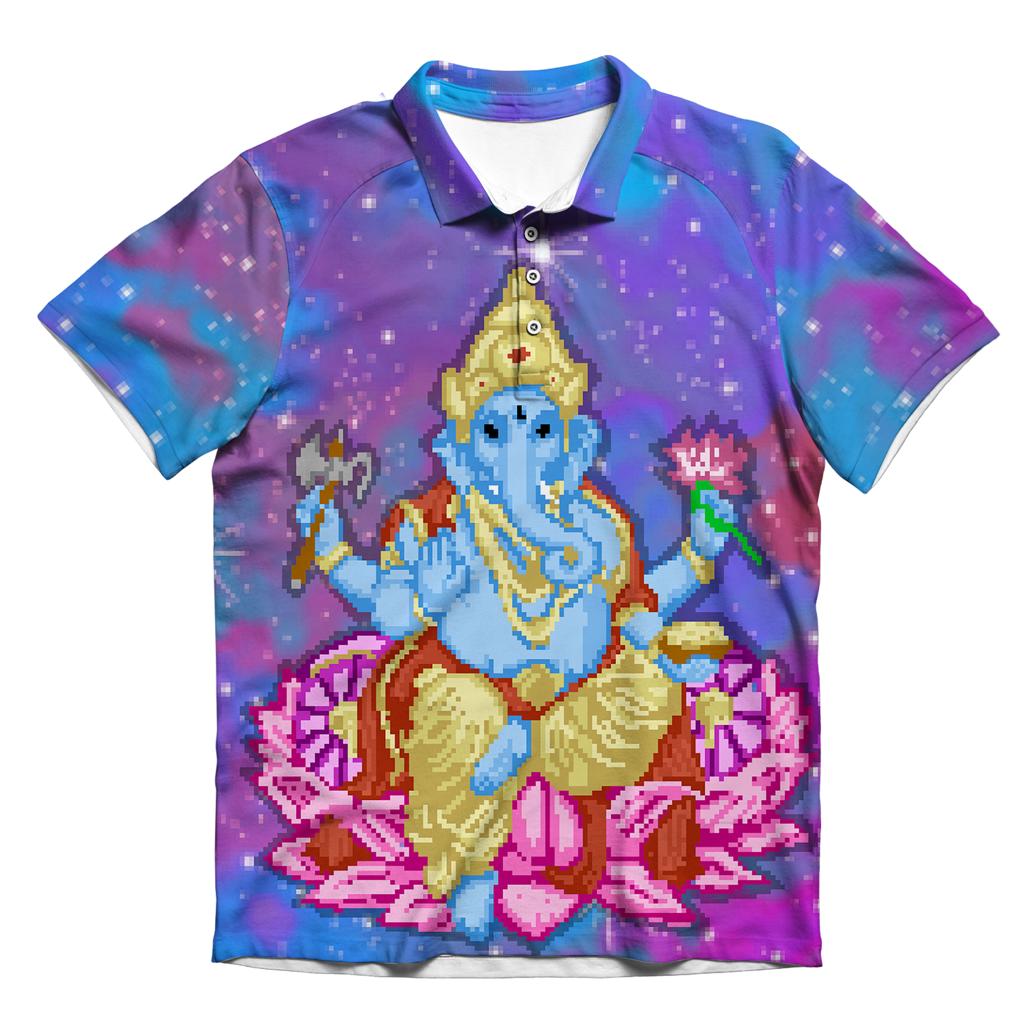 Pixel Ganesha All Over Print Men's Polo Shirt