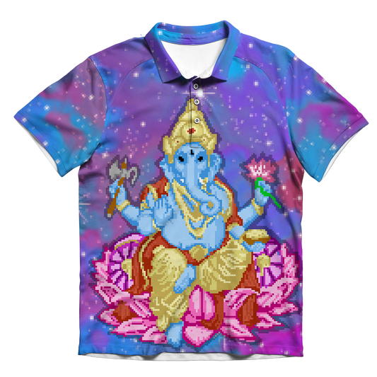 Pixel Ganesha All Over Print Men's Polo Shirt