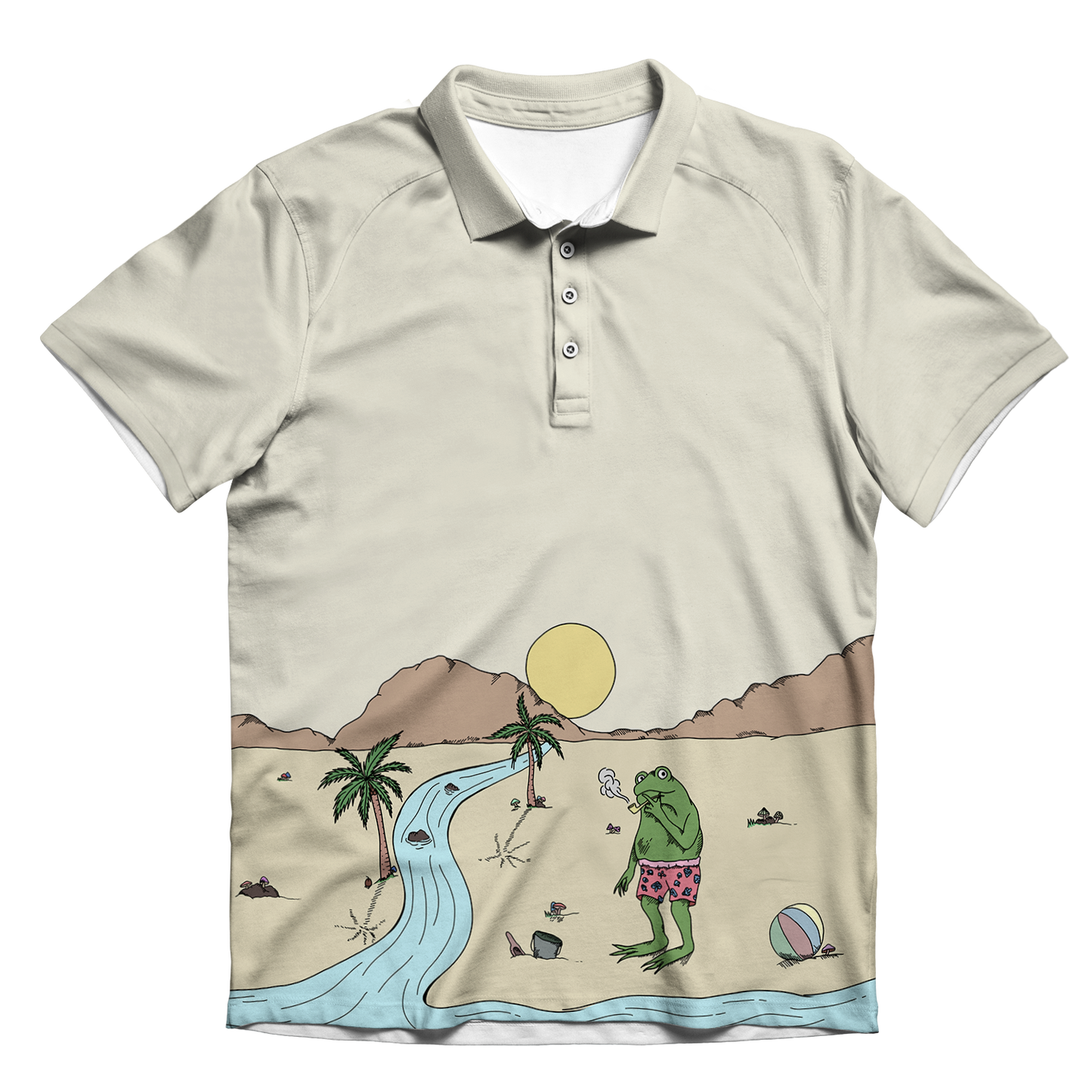 Beach Vibes All Over Print Men's Polo Shirt