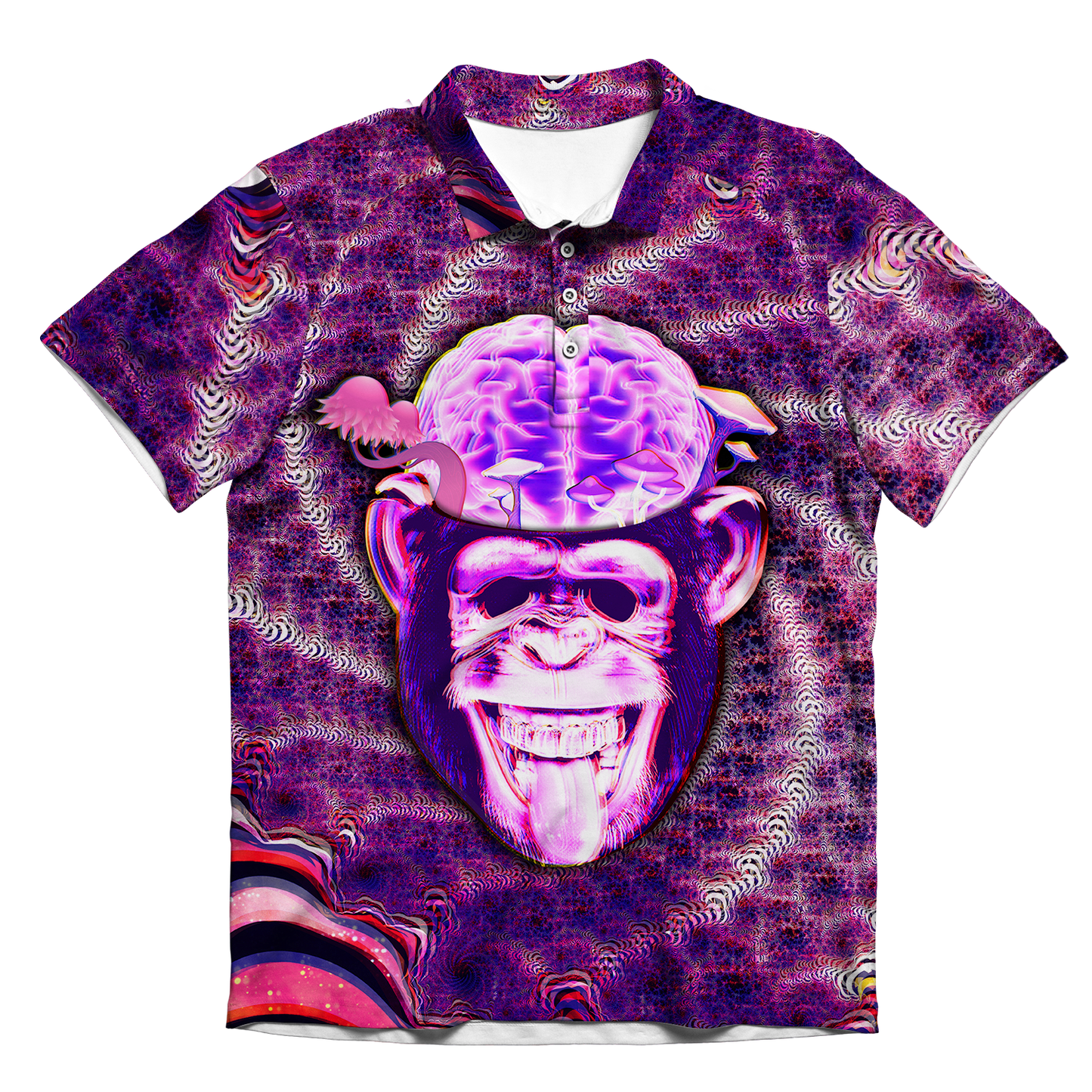 Ston~ Ape Brain All Over Print Men's Polo Shirt