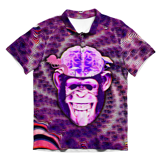 Ston~ Ape Brain All Over Print Men's Polo Shirt