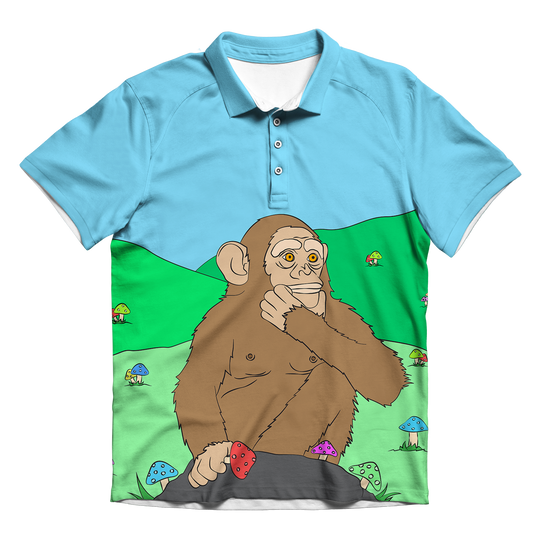 Ston~ Ape Mushroom Field All Over Print Men's Polo Shirt