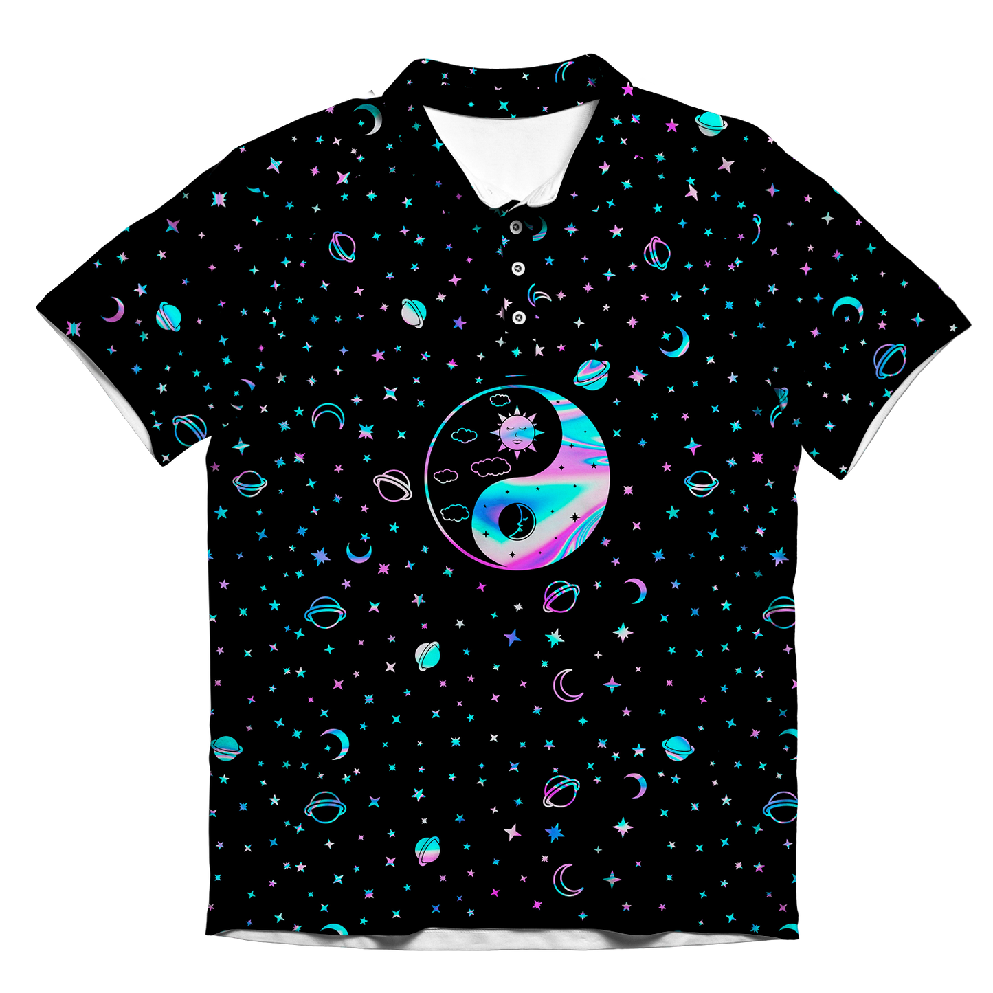 Yinyang Galaxy All Over Print Men's Polo Shirt