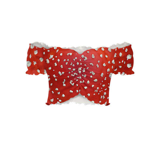 Fly Agaric - Amanita All Over Print Off-Shoulder Blouse