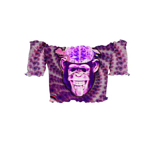 Stoned Ape Brain All Over Print Off-Shoulder Blouse
