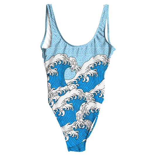 Retro Waves All Over Print One-Piece Swimsuit