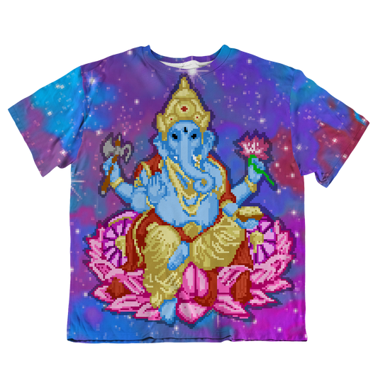 Pixel Ganesha All Over Print Oversized Tee