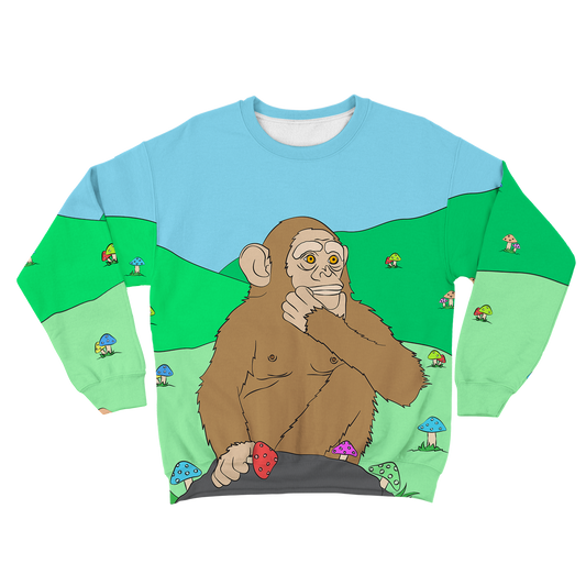 Ston~ Ape Mushroom Field All Over Print Unisex Sweatshirt