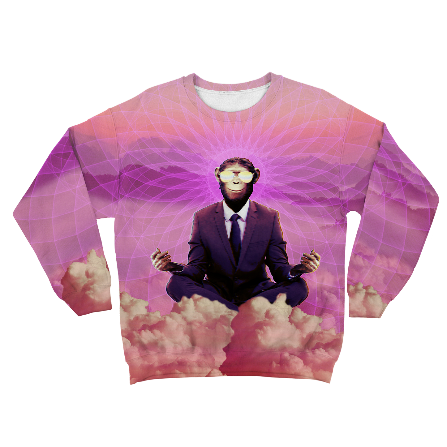 Meditating Ape All Over Print Unisex Sweatshirt