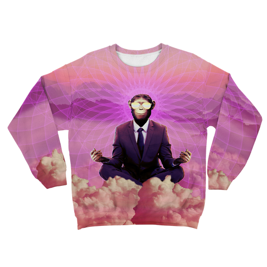 Meditating Ape All Over Print Unisex Sweatshirt