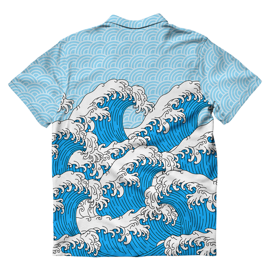 Retro Waves All Over Print Men's Polo Shirt