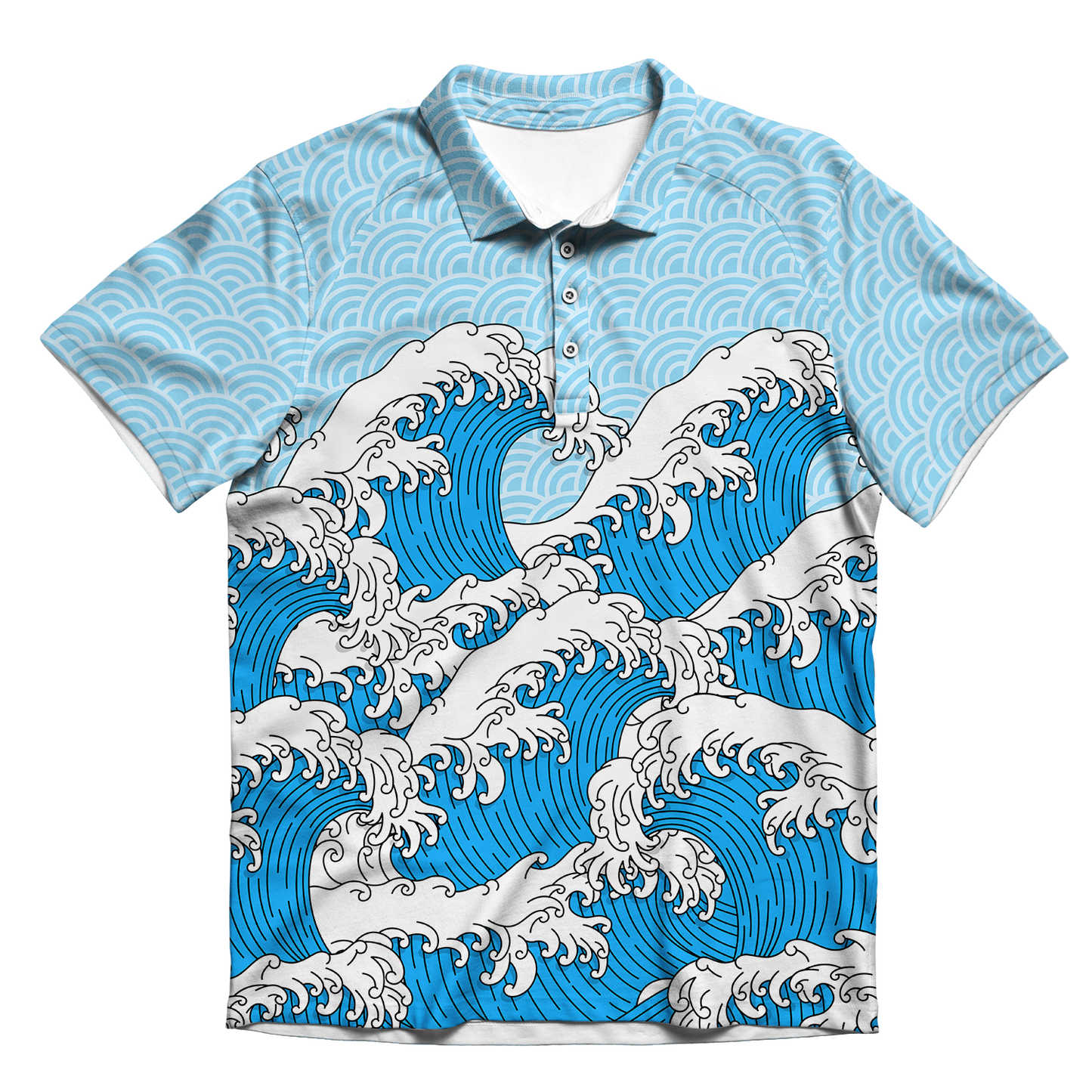 Retro Waves All Over Print Men's Polo Shirt