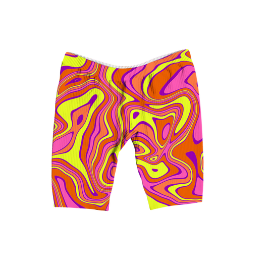 Acid All Over Print Women's Ribbed Shorts
