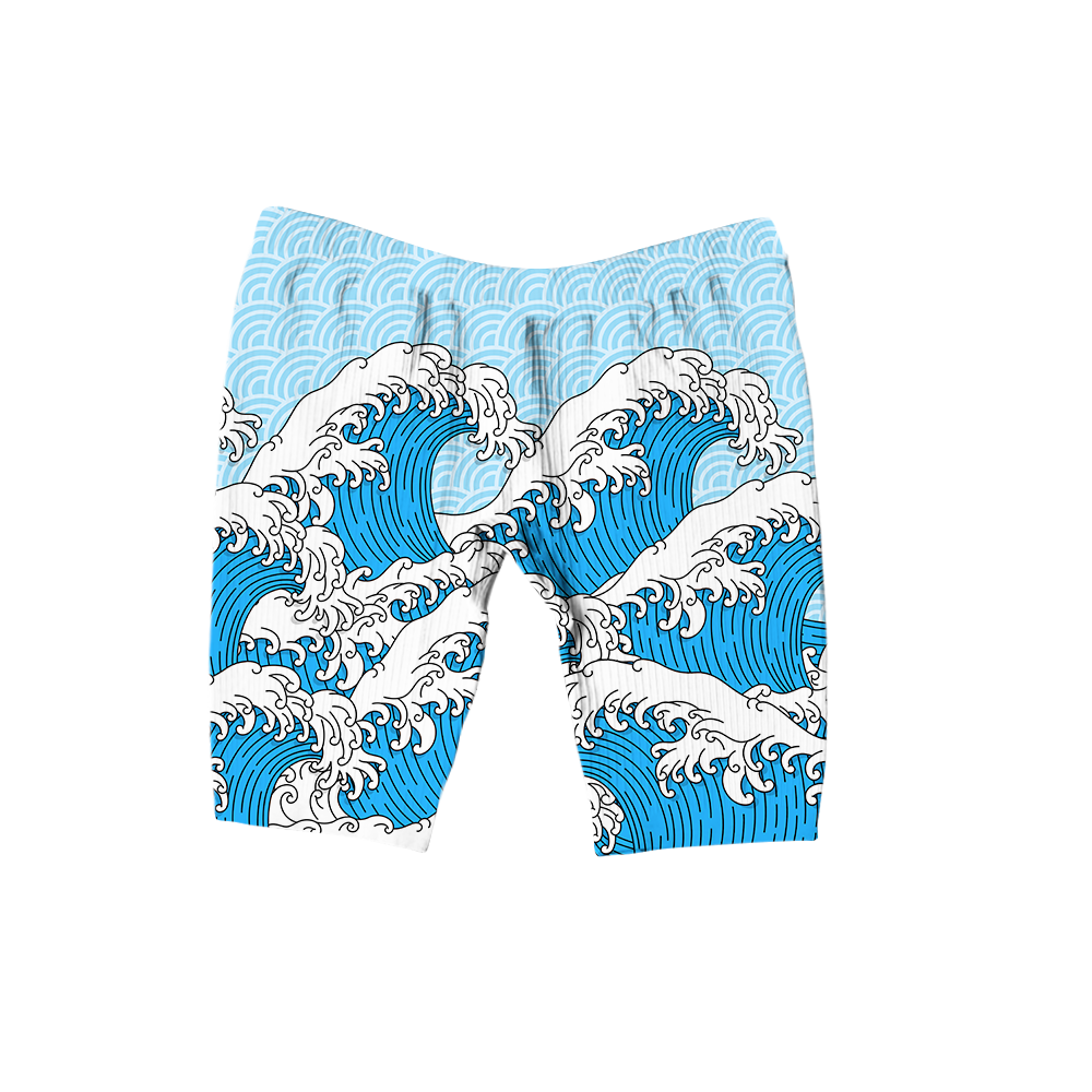 Retro Waves All Over Print Women's Ribbed Shorts