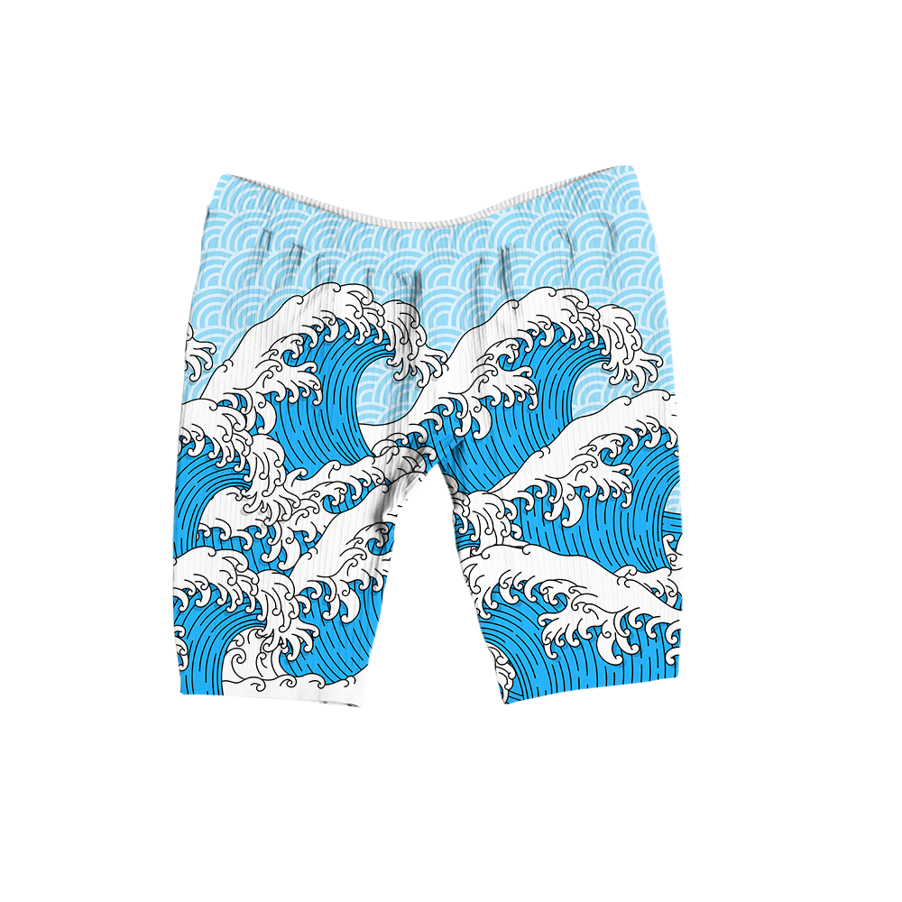 Retro Waves All Over Print Women's Ribbed Shorts