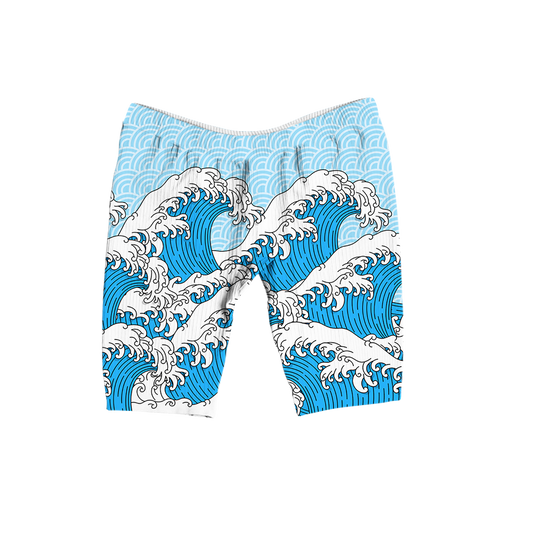 Retro Waves All Over Print Women's Ribbed Shorts