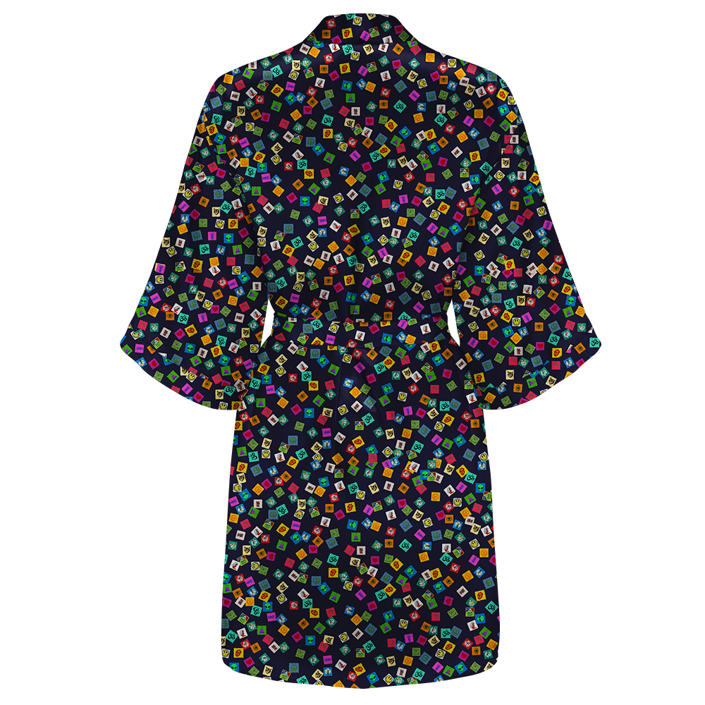 Tabs All Over Print Women's Satin Kimono Robe