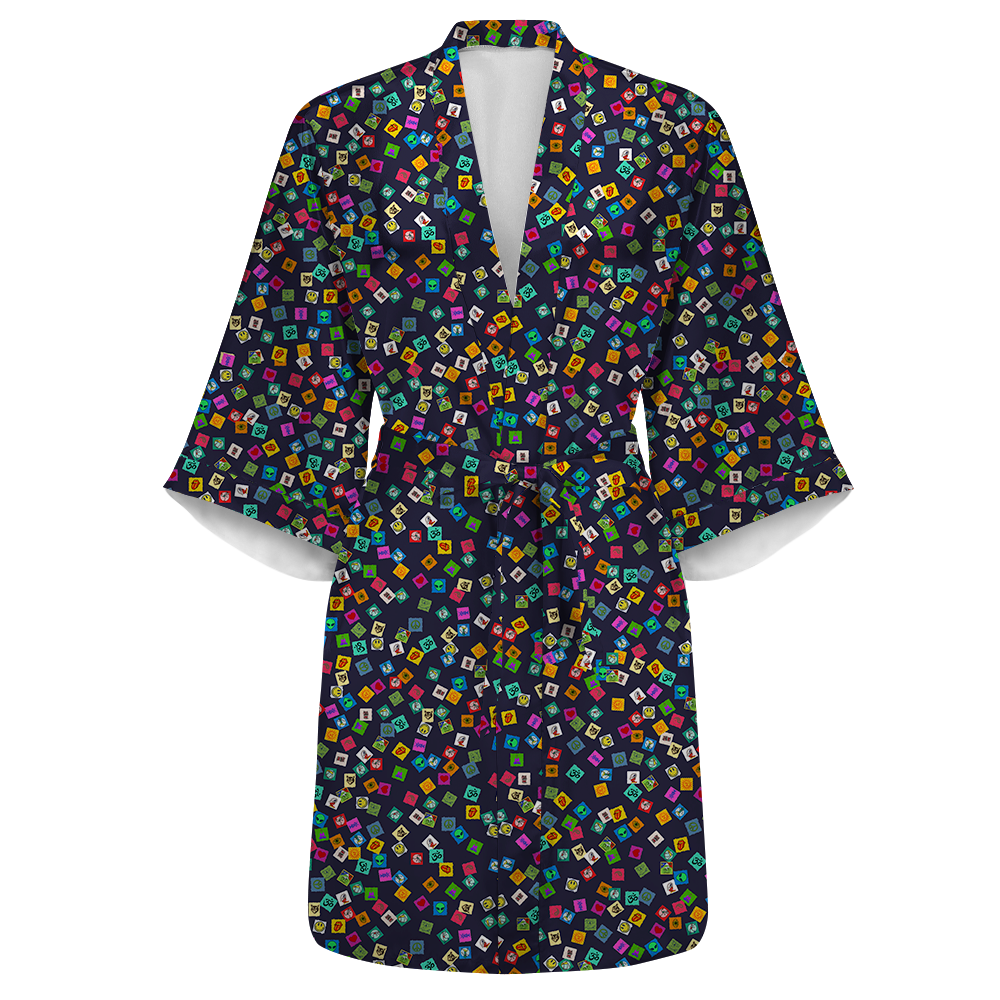 Tabs All Over Print Women's Satin Kimono Robe