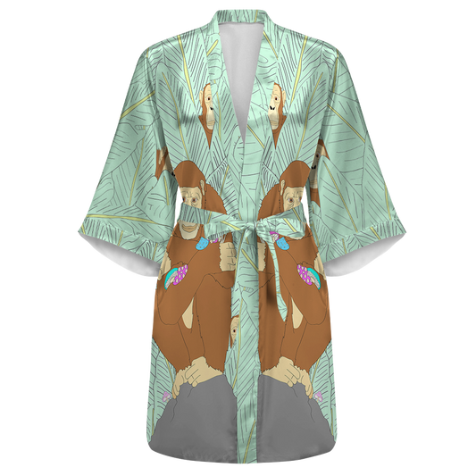 Ape Psi~ All Over Print Women's Satin Kimono Robe