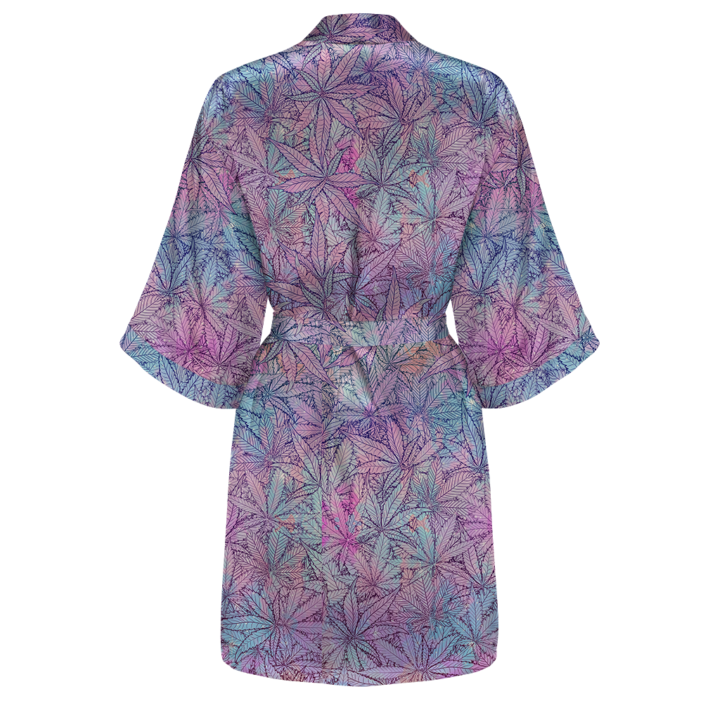 Cann~ Pattern All Over Print Women's Satin Kimono Robe