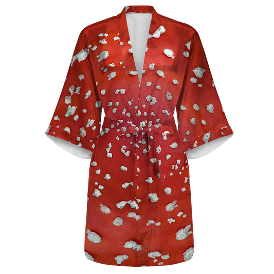 Fly Agaric - Amanita All Over Print Women's Satin Kimono Robe