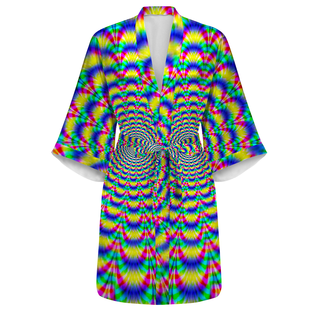 Psi~ Spiral All Over Print Women's Satin Kimono Robe