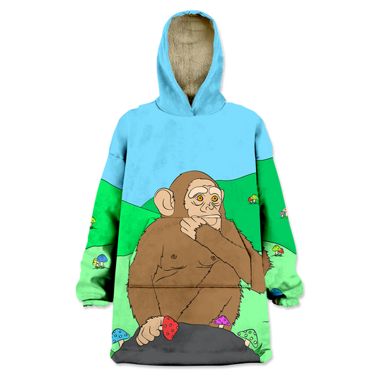 Ston~ Ape Mushroom Field All Over Print Wearable Blanket Hoodie