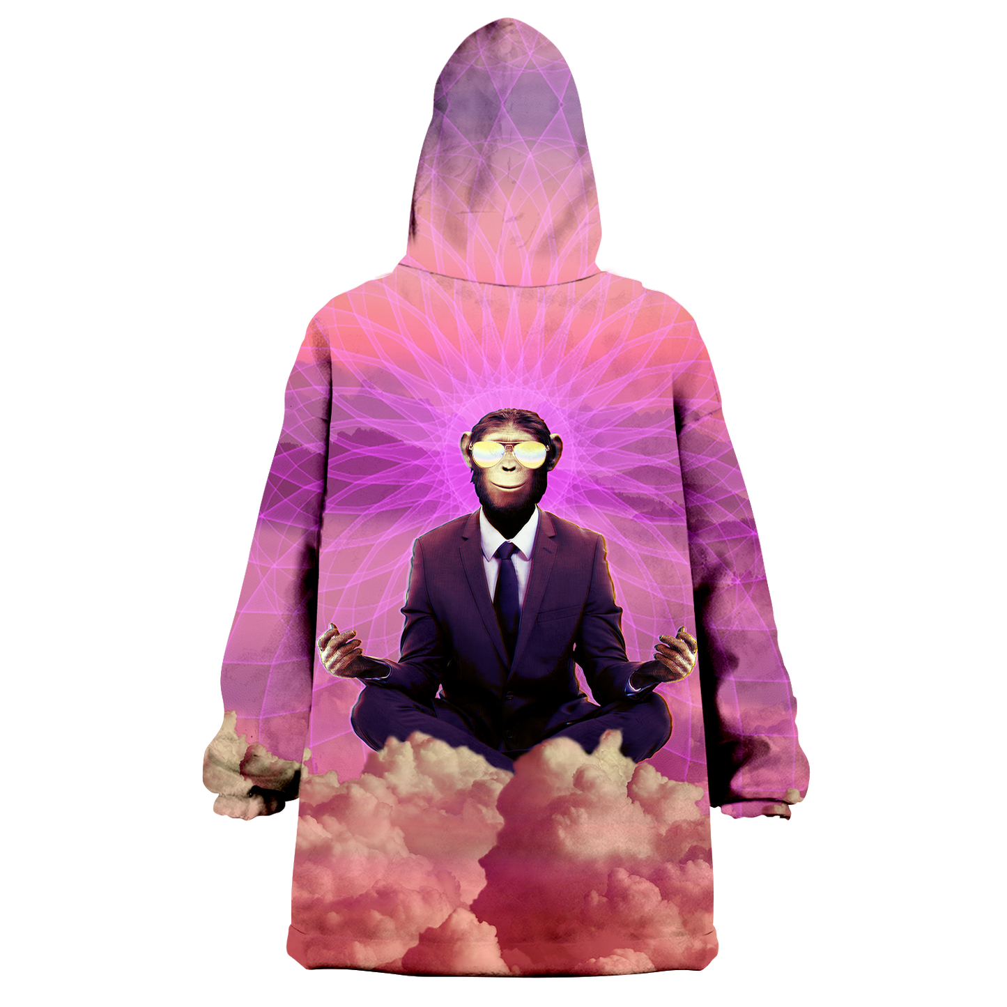 Meditating Ape All Over Print Wearable Blanket Hoodie