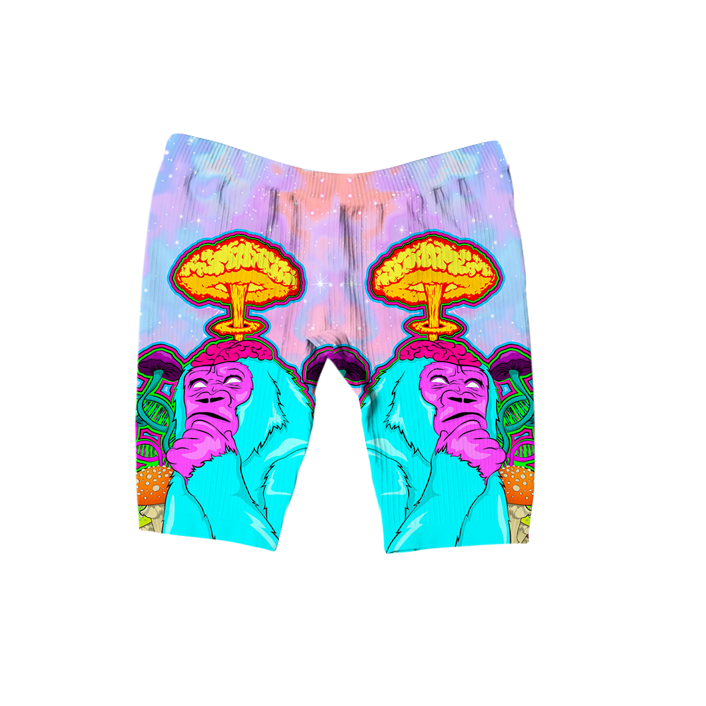 Awakened Ape All Over Print Women's Ribbed Shorts