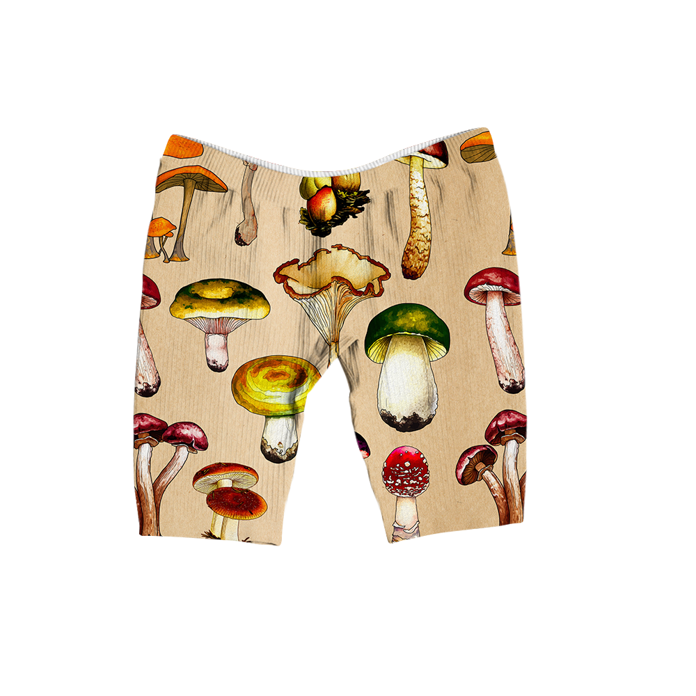 Magic Mushrooms All Over Print Women's Ribbed Shorts