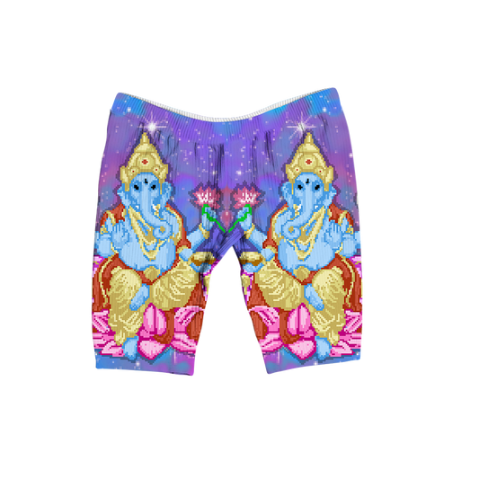 Pixel Ganesha All Over Print Women's Ribbed Shorts