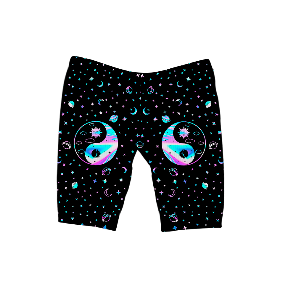 Yinyang Galaxy All Over Print Women's Ribbed Shorts