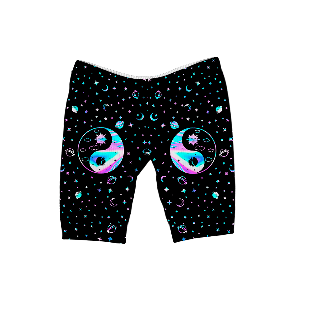 Yinyang Galaxy All Over Print Women's Ribbed Shorts