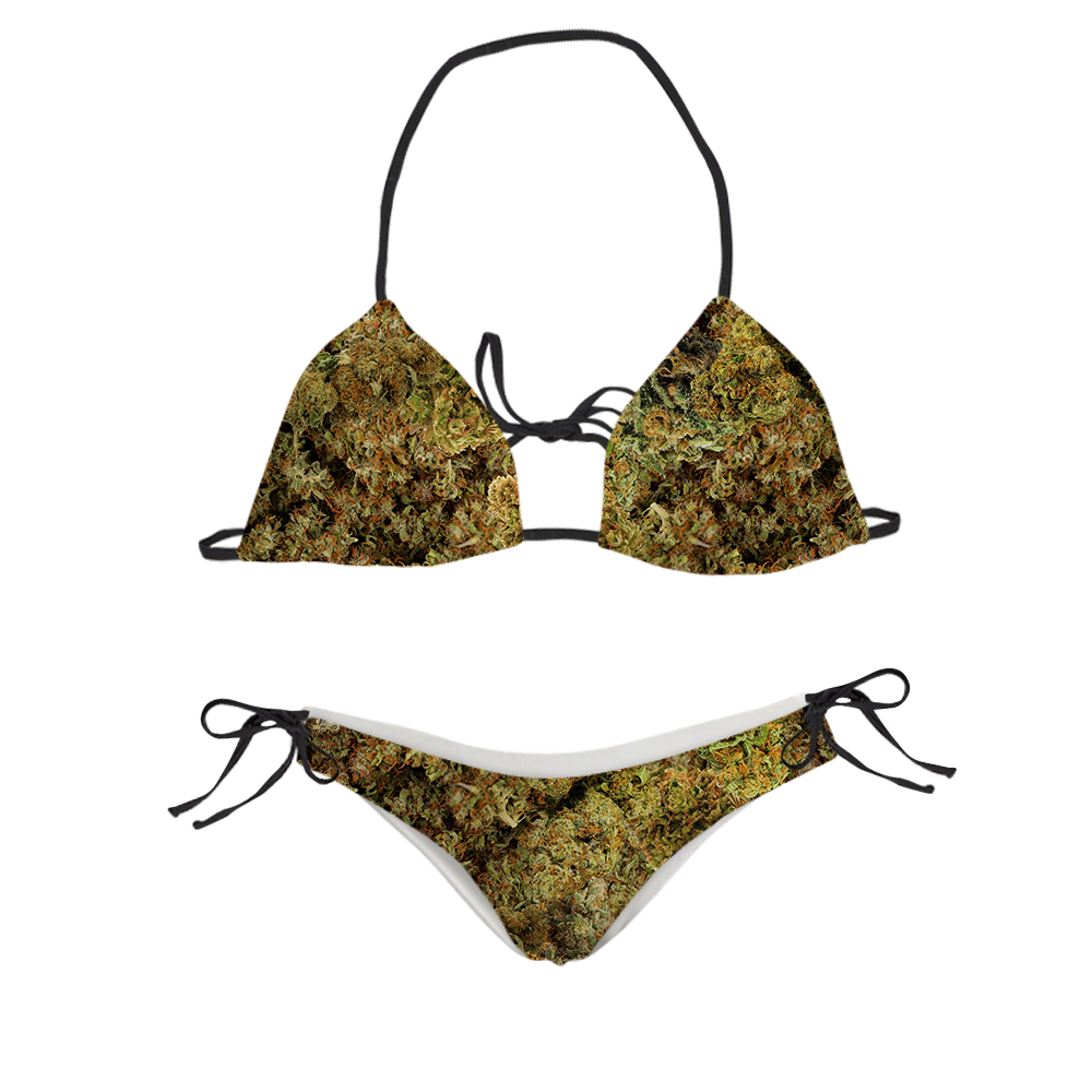 Cann~ Buds All Over Print Sling Bikini Swimsuit